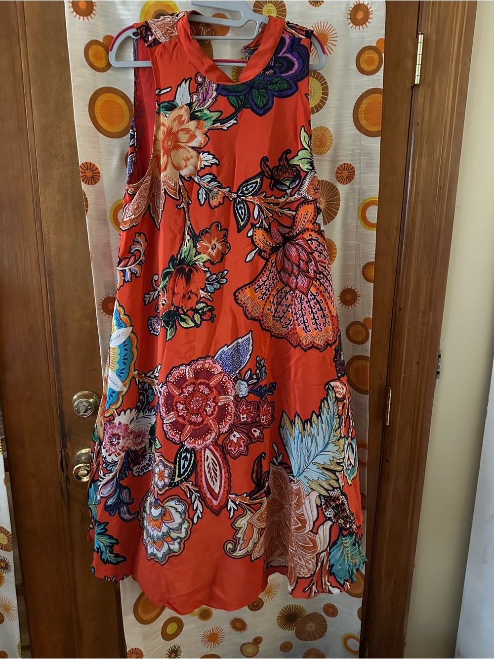 Maeve Orange Floral Maxi Dress with Multicolor Bloom Print